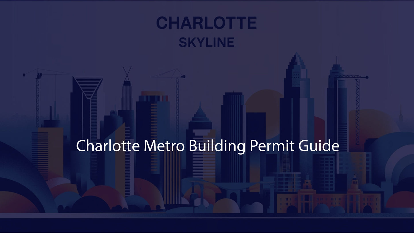 Charlotte skyline with text about Charlotte Metro Building Permit Guide
