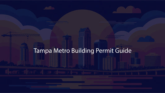 City skyline with 'Tampa Metro Building Permit Guide' text on a dark background