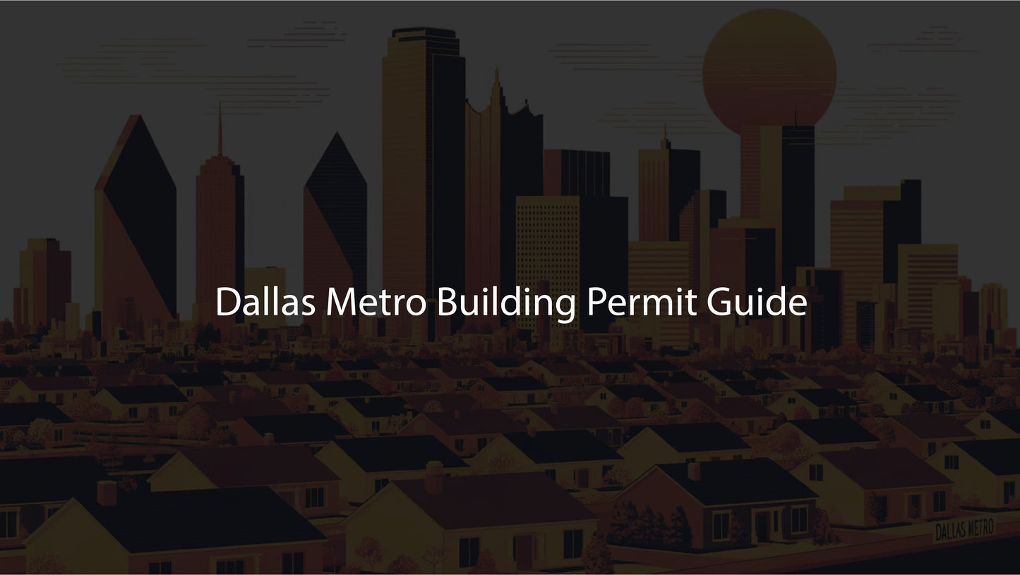 Cityscape with 'Dallas Metro Building Permit Guide' text overlay